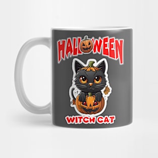 Witch Cat Happy Halloween. Mug